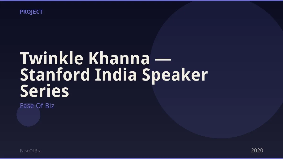 Twinkle Khanna — Stanford India Speaker Series