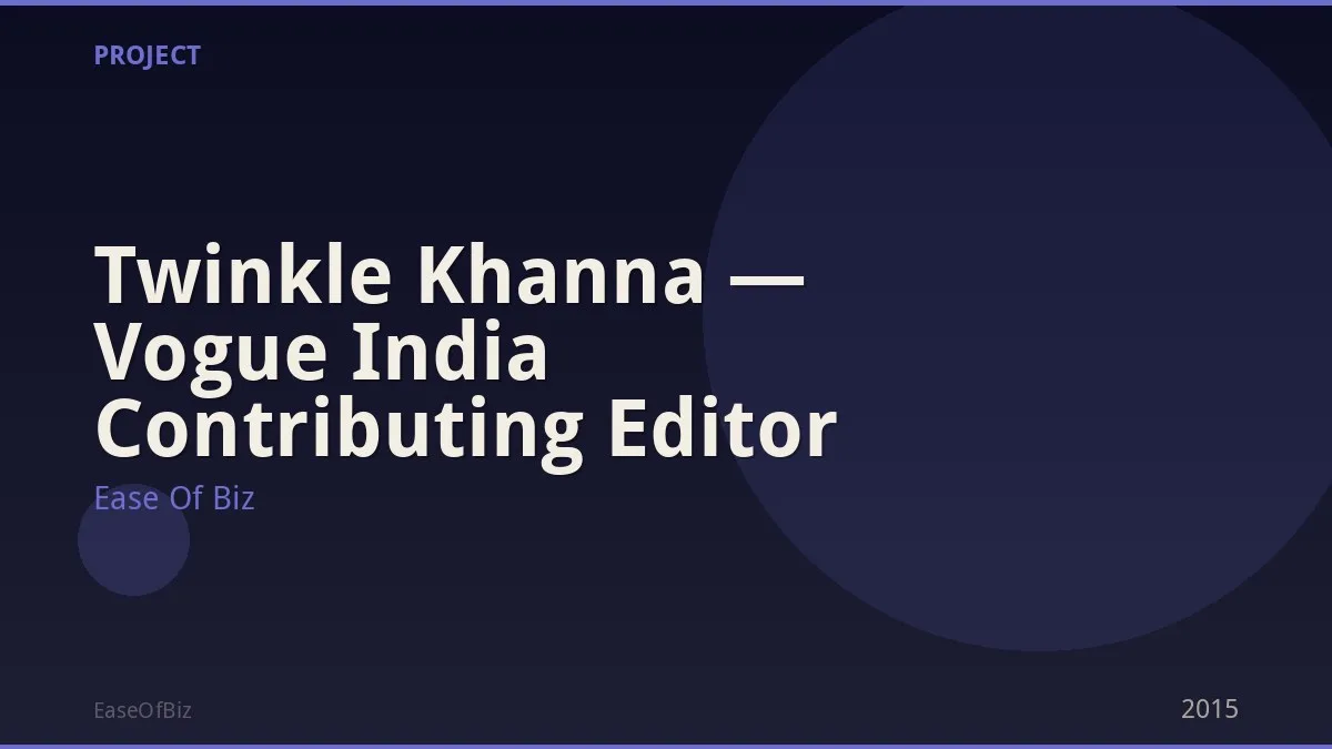 Twinkle Khanna — Vogue India Contributing Editor