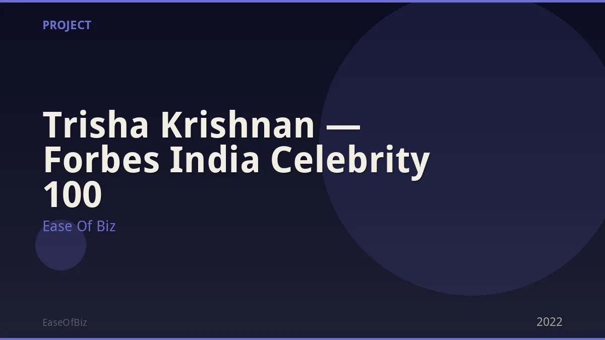 Trisha Krishnan — Forbes India Celebrity 100