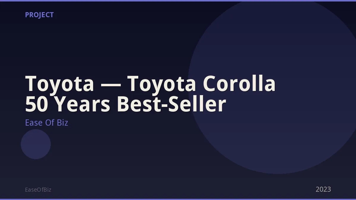 Toyota — Toyota Corolla 50 Years Best-Seller