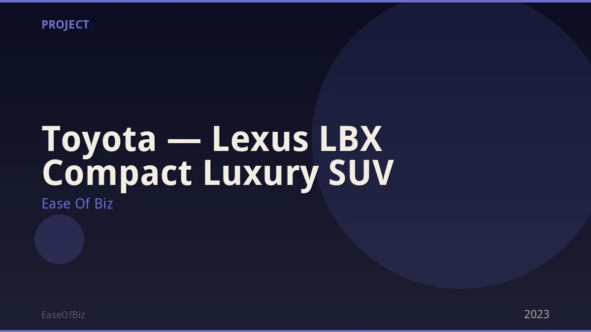 Toyota — Lexus LBX Compact Luxury SUV