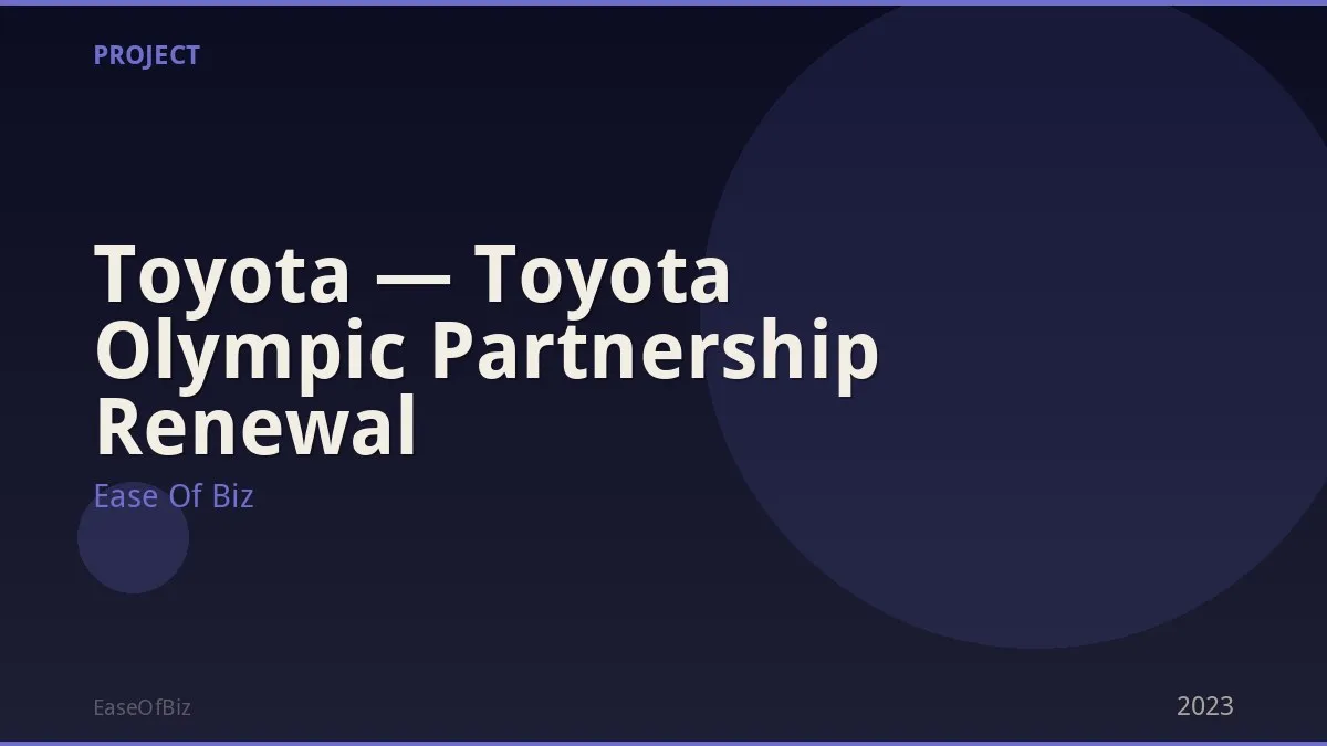 Toyota — Toyota Olympic Partnership Renewal