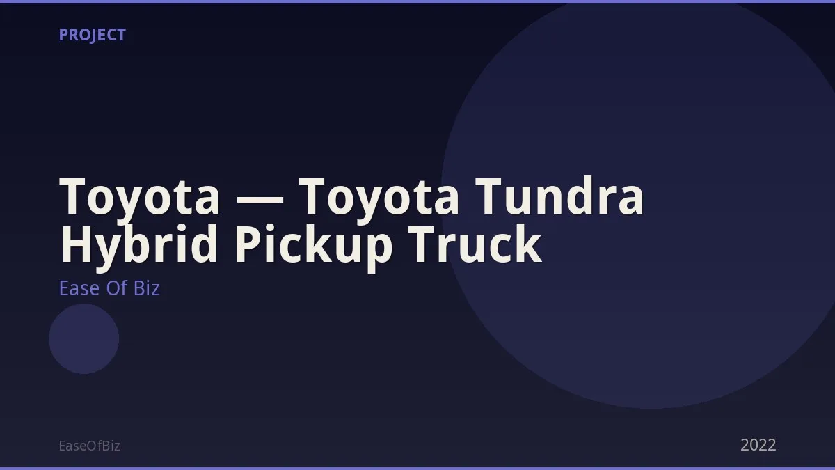 Toyota — Toyota Tundra Hybrid Pickup Truck