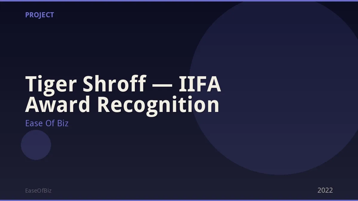 Tiger Shroff — IIFA Award Recognition