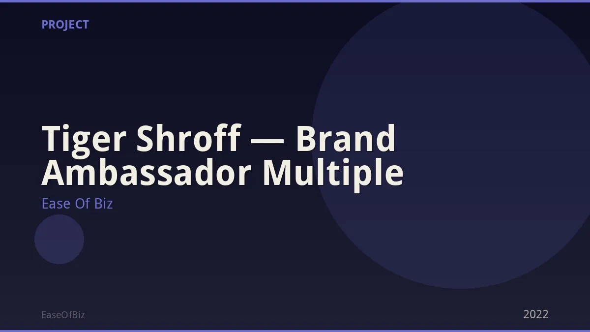 Tiger Shroff — Brand Ambassador Multiple