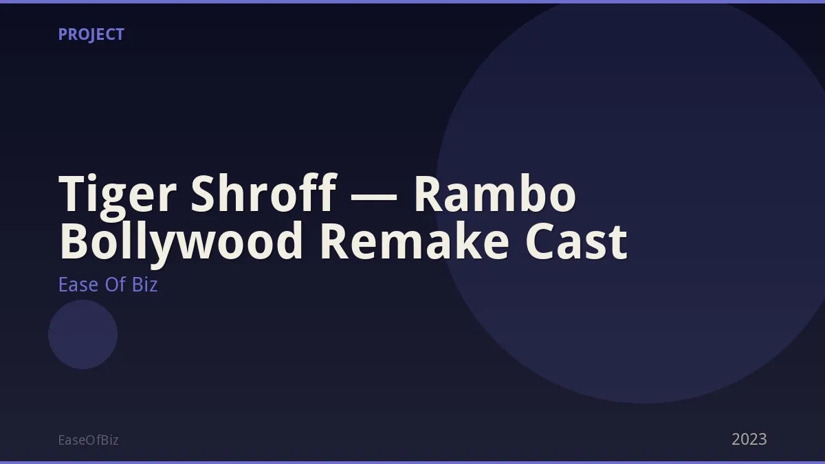 Tiger Shroff — Rambo Bollywood Remake Cast