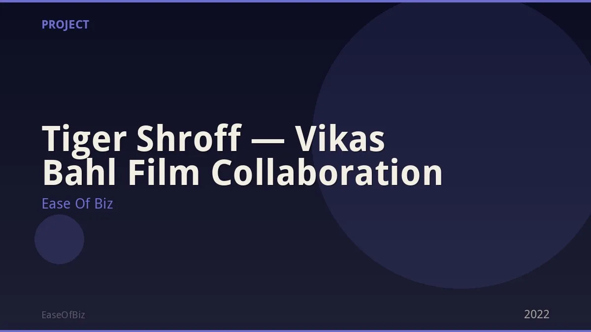 Tiger Shroff — Vikas Bahl Film Collaboration