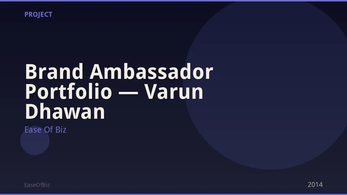 Brand Ambassador Portfolio — Varun Dhawan