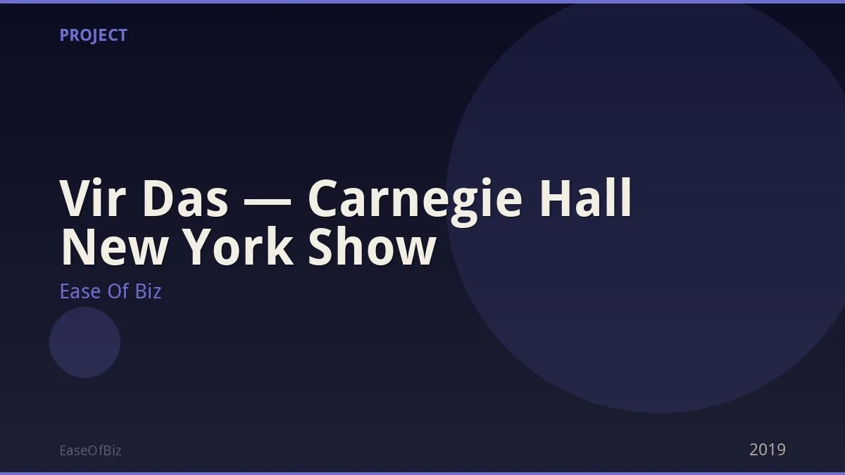 Vir Das — Carnegie Hall New York Show