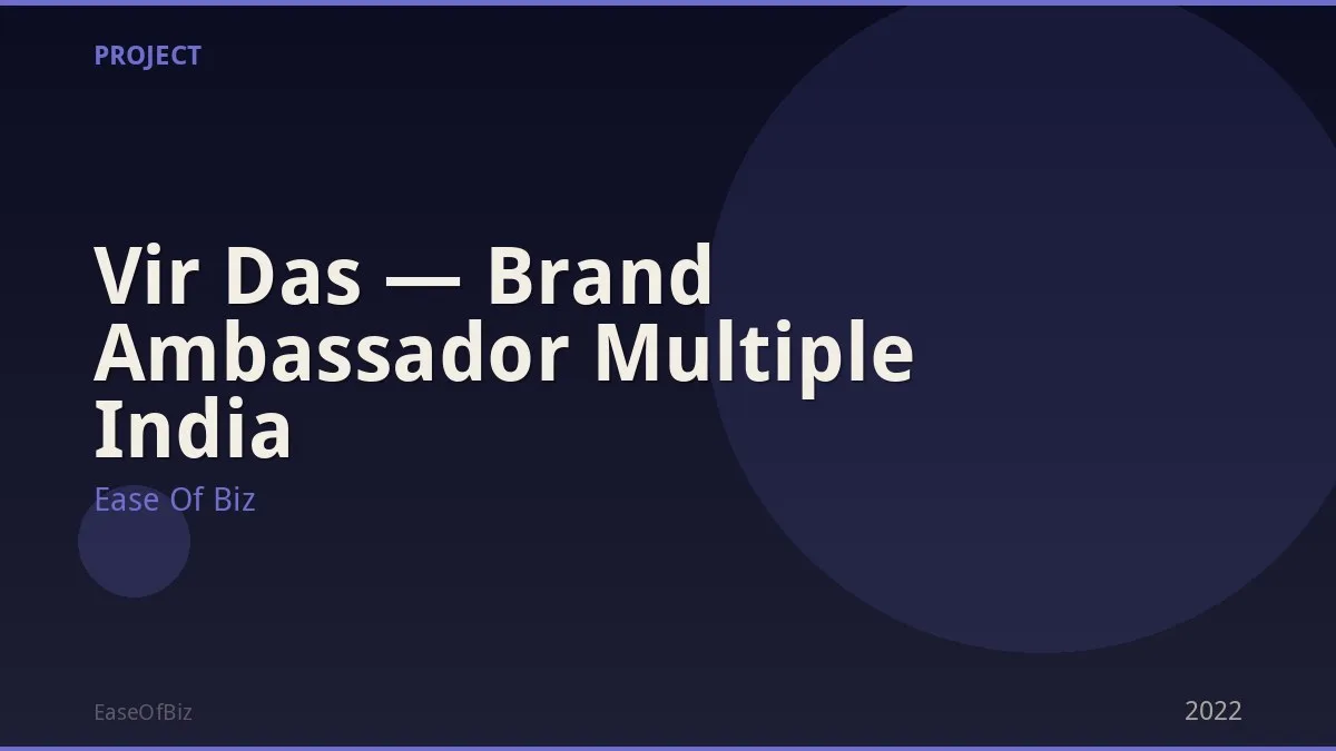 Vir Das — Brand Ambassador Multiple India