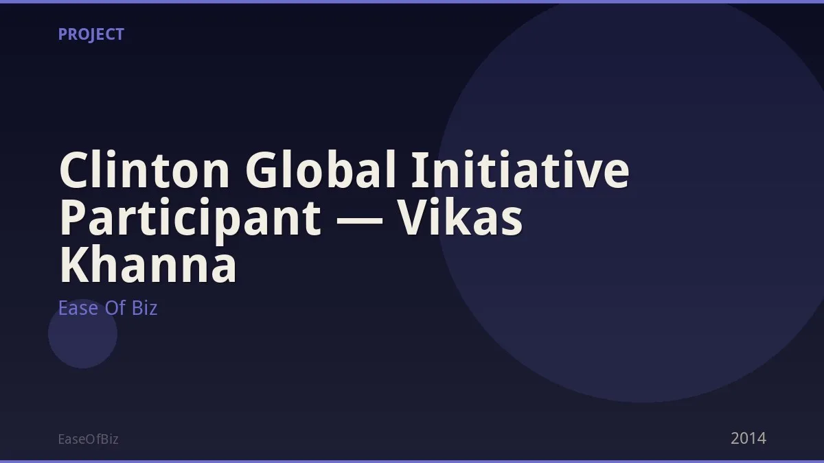 Clinton Global Initiative Participant — Vikas Khanna