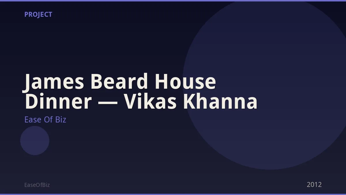 James Beard House Dinner — Vikas Khanna