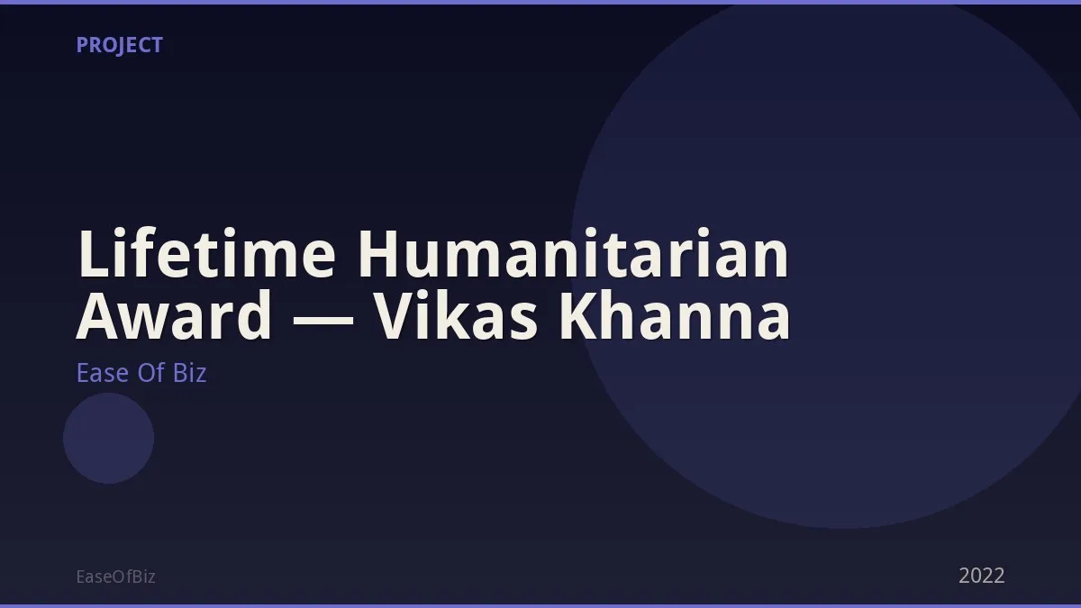 Lifetime Humanitarian Award — Vikas Khanna