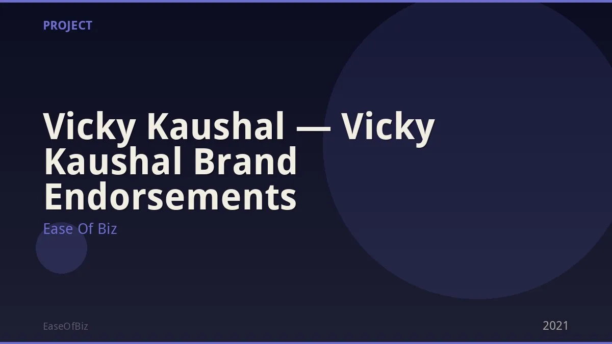 Vicky Kaushal — Vicky Kaushal Brand Endorsements