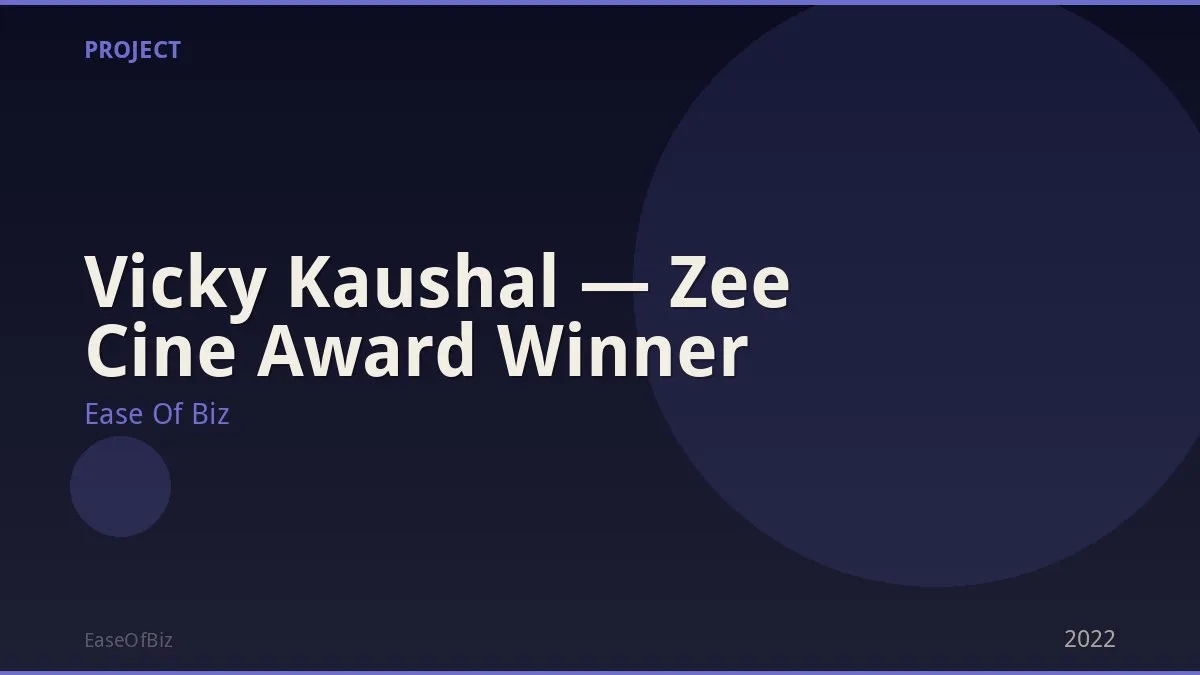 Vicky Kaushal — Zee Cine Award Winner