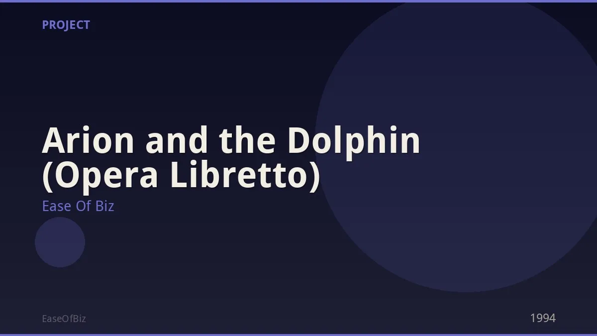 Arion and the Dolphin (Opera Libretto)