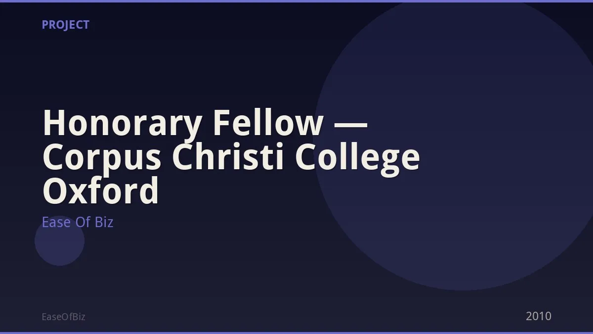 Honorary Fellow — Corpus Christi College Oxford