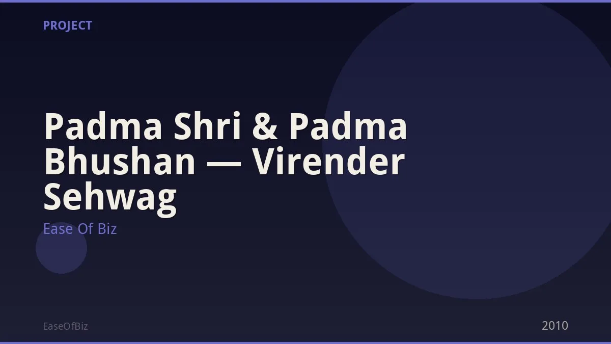 Padma Shri & Padma Bhushan — Virender Sehwag