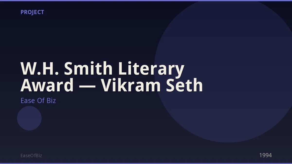 W.H. Smith Literary Award — Vikram Seth