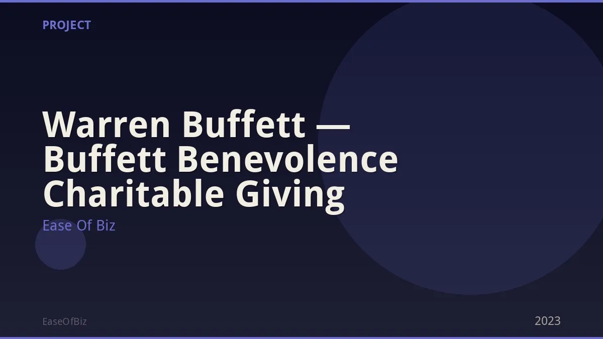 Warren Buffett — Buffett Benevolence Charitable Giving