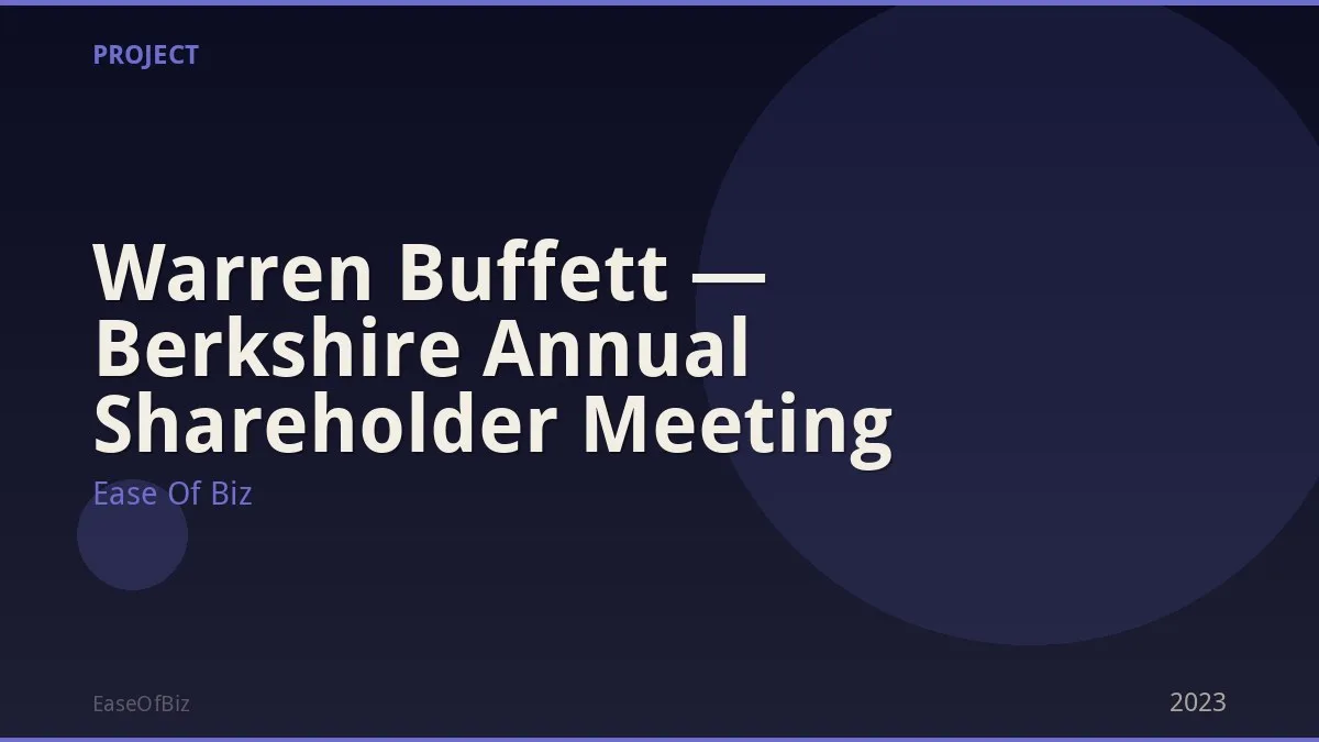 Warren Buffett — Berkshire Annual Shareholder Meeting