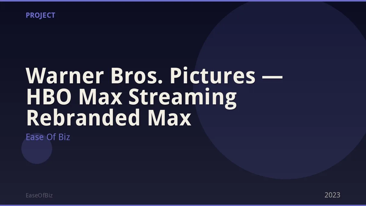 Warner Bros. Pictures — HBO Max Streaming Rebranded Max