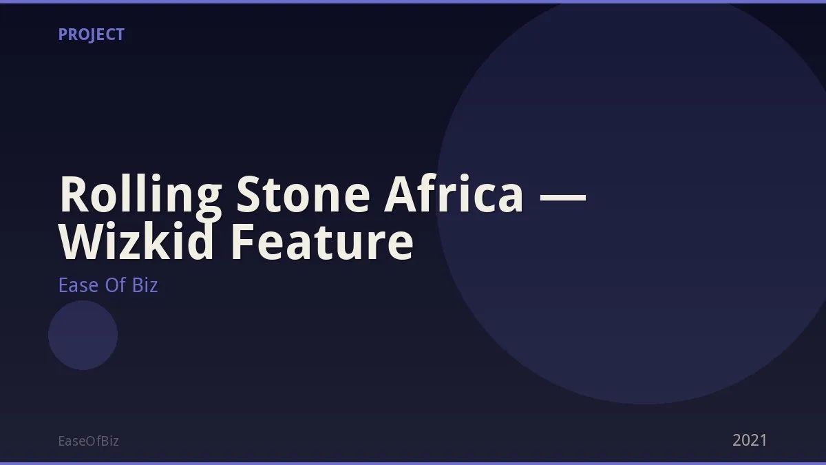 Rolling Stone Africa — Wizkid Feature