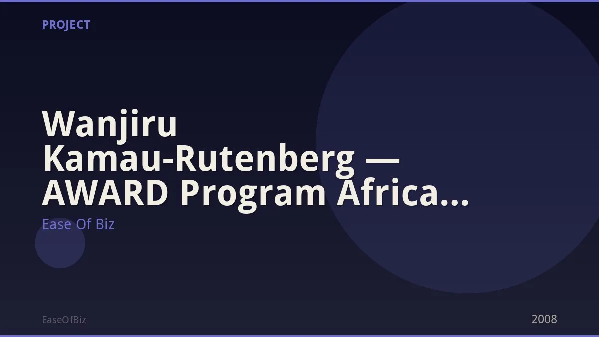 Wanjiru Kamau-Rutenberg — AWARD Program Africa Founded