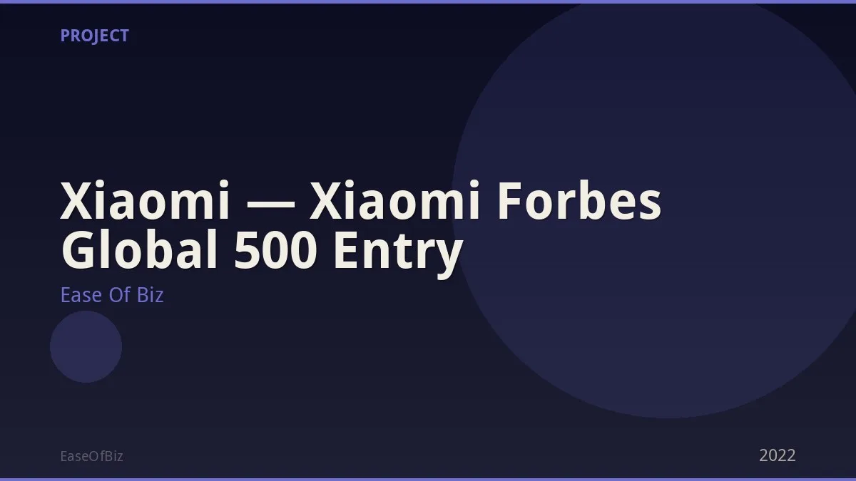 Xiaomi — Xiaomi Forbes Global 500 Entry