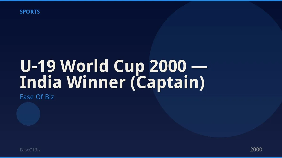U-19 World Cup 2000 — India Winner (Captain)