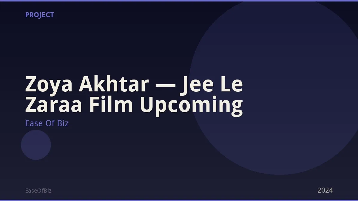 Zoya Akhtar — Jee Le Zaraa Film Upcoming