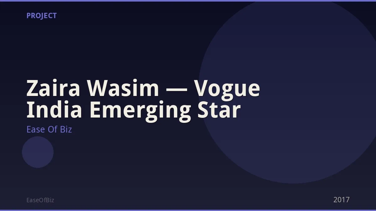 Zaira Wasim — Vogue India Emerging Star