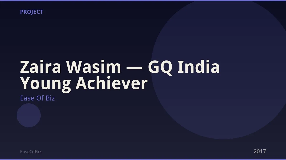 Zaira Wasim — GQ India Young Achiever
