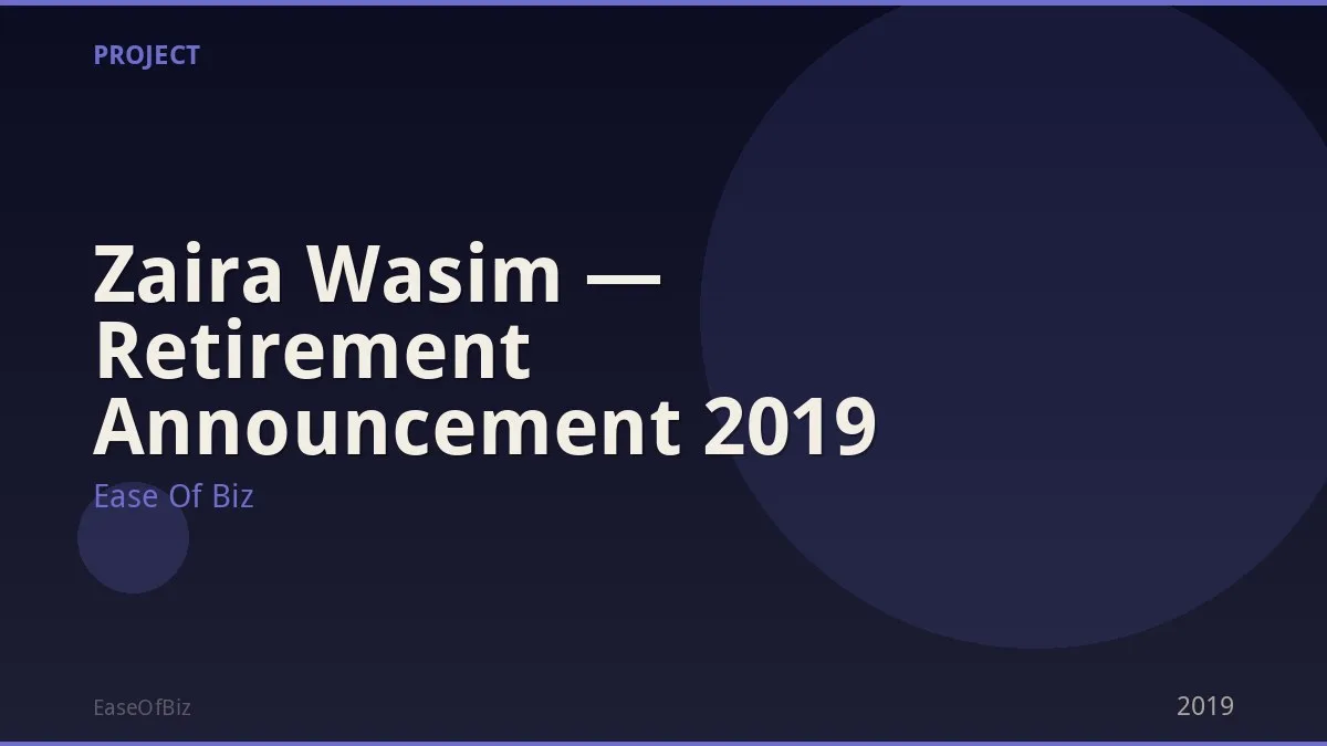 Zaira Wasim — Retirement Announcement 2019