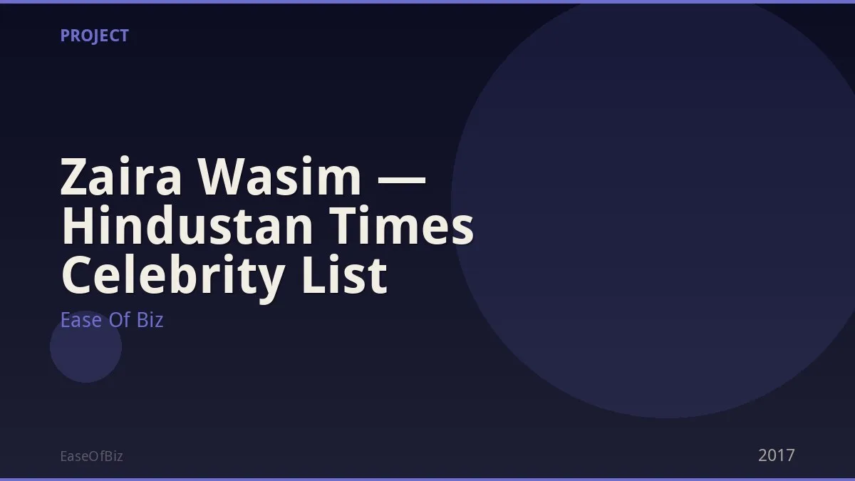 Zaira Wasim — Hindustan Times Celebrity List