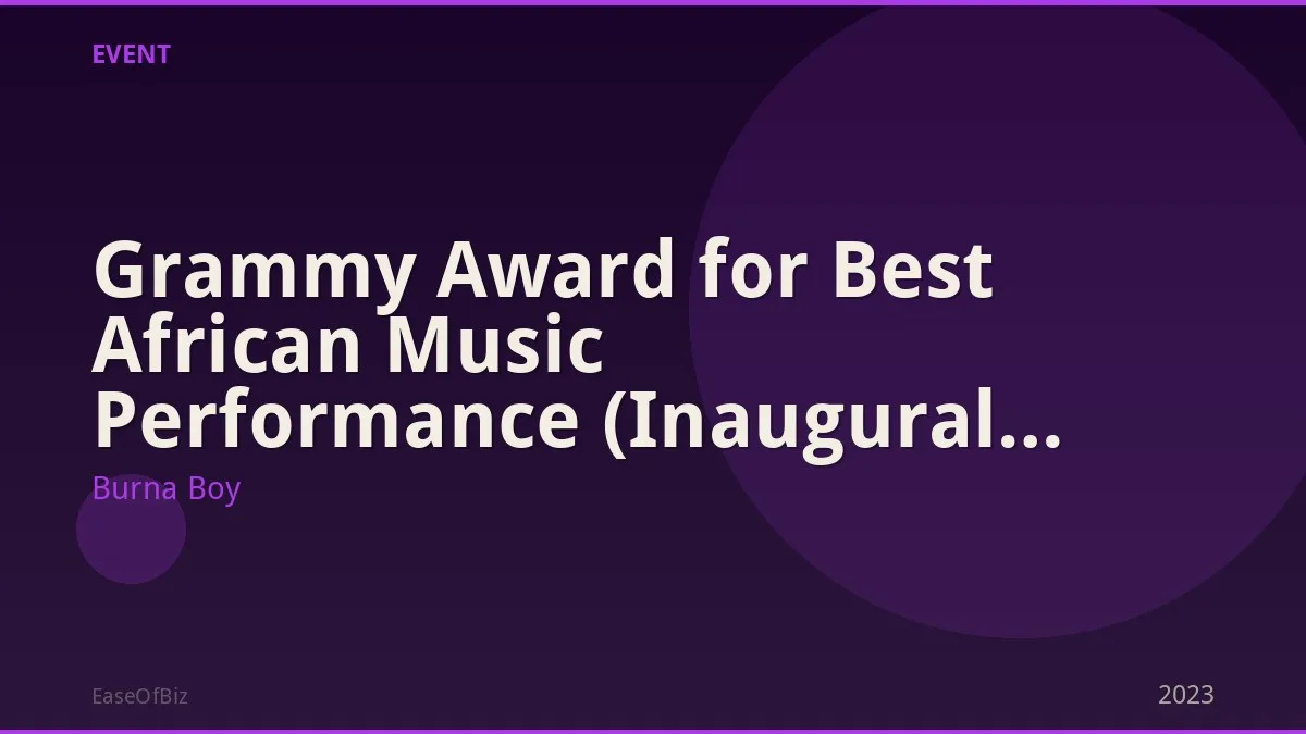 Grammy Award for Best African Music Performance (Inaugural 2023)