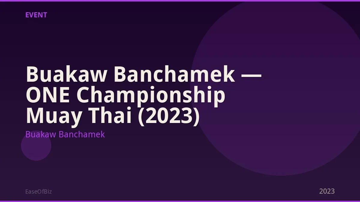 Buakaw Banchamek — ONE Championship Muay Thai (2023)