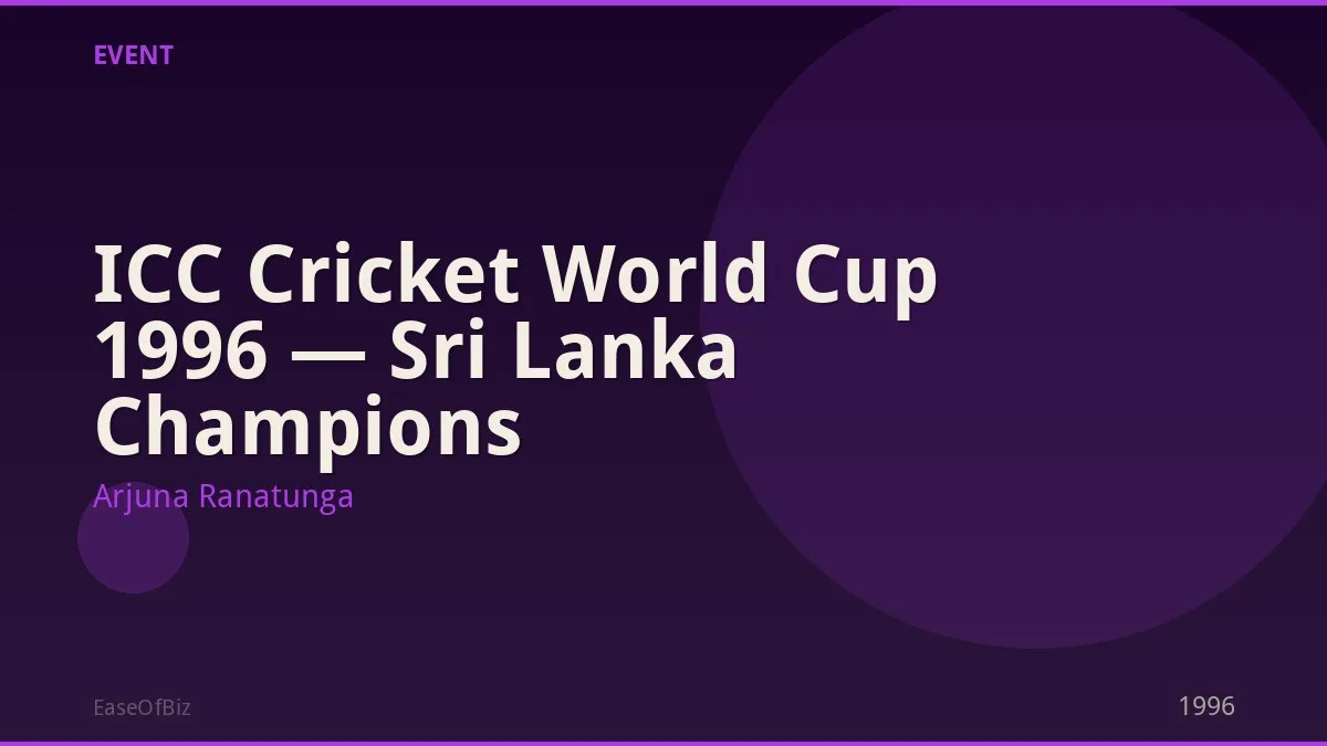 ICC Cricket World Cup 1996 — Sri Lanka Champions