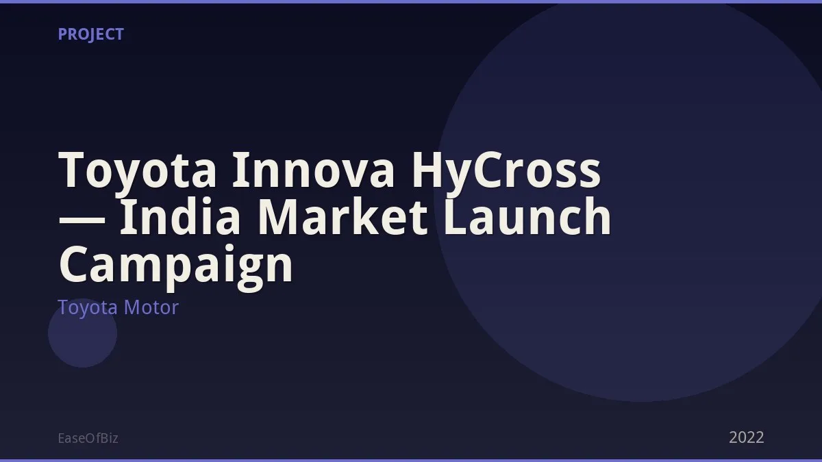 Toyota Innova HyCross — India Market Launch Campaign