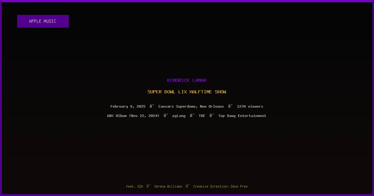 Kendrick Lamar: GNX & Super Bowl LIX Halftime Show
