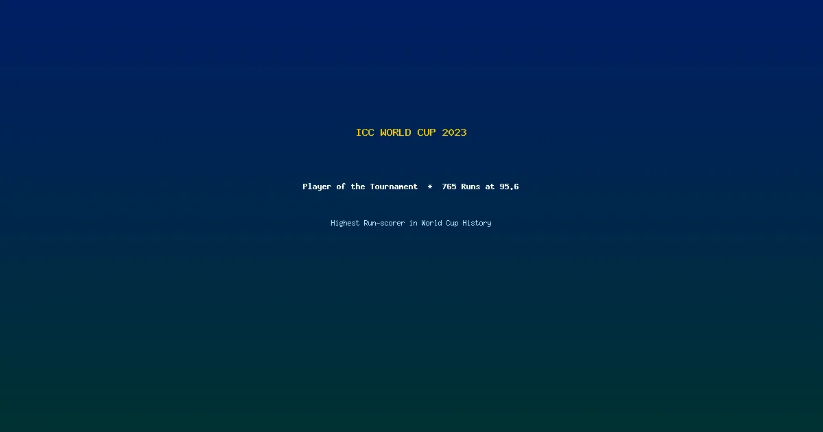 ICC ODI World Cup 2023 — Player of the Tournament